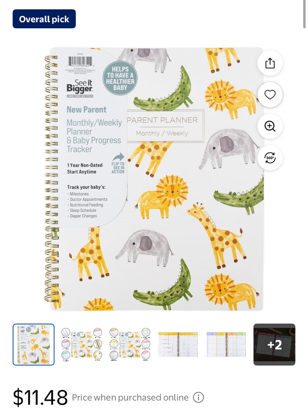 New Parent Monthly/Weekly Planner & Baby Progress Tracker - Animal Print ()